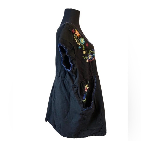 Simply Be Black Embroidered Tunic Dress With Pockets - Picture 7 of 16